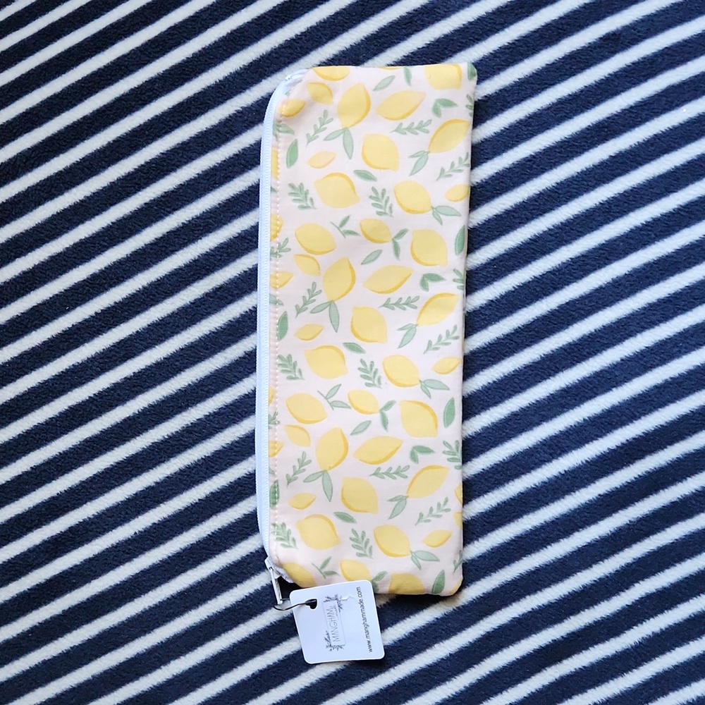 Handmade lemon design zipper pouch